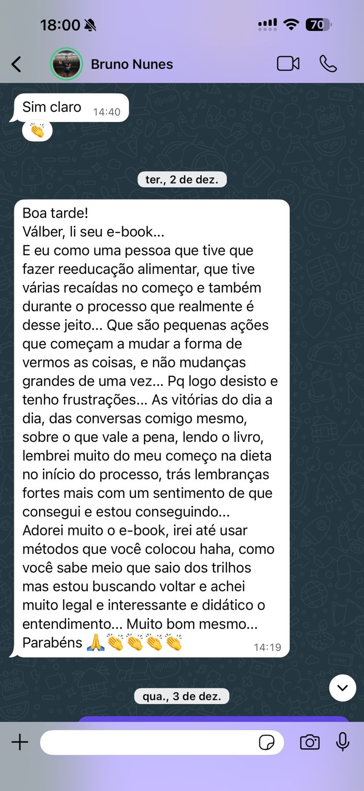 Depoimento de Bruno Nunes no WhatsApp